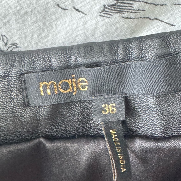 Maje Jupia Smocked Ruffled Mini Skirt soft lamb leather size 36 - Picture 11 of 11